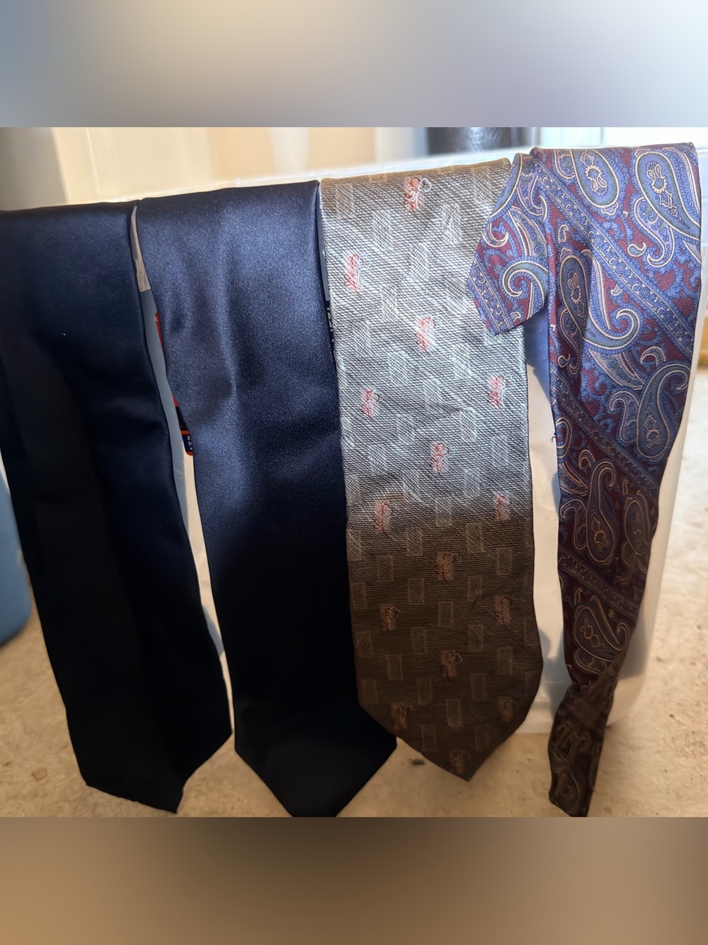 Mens Navy and Paisley Silk Tie Set - Classic Blue and Brown Neckties
